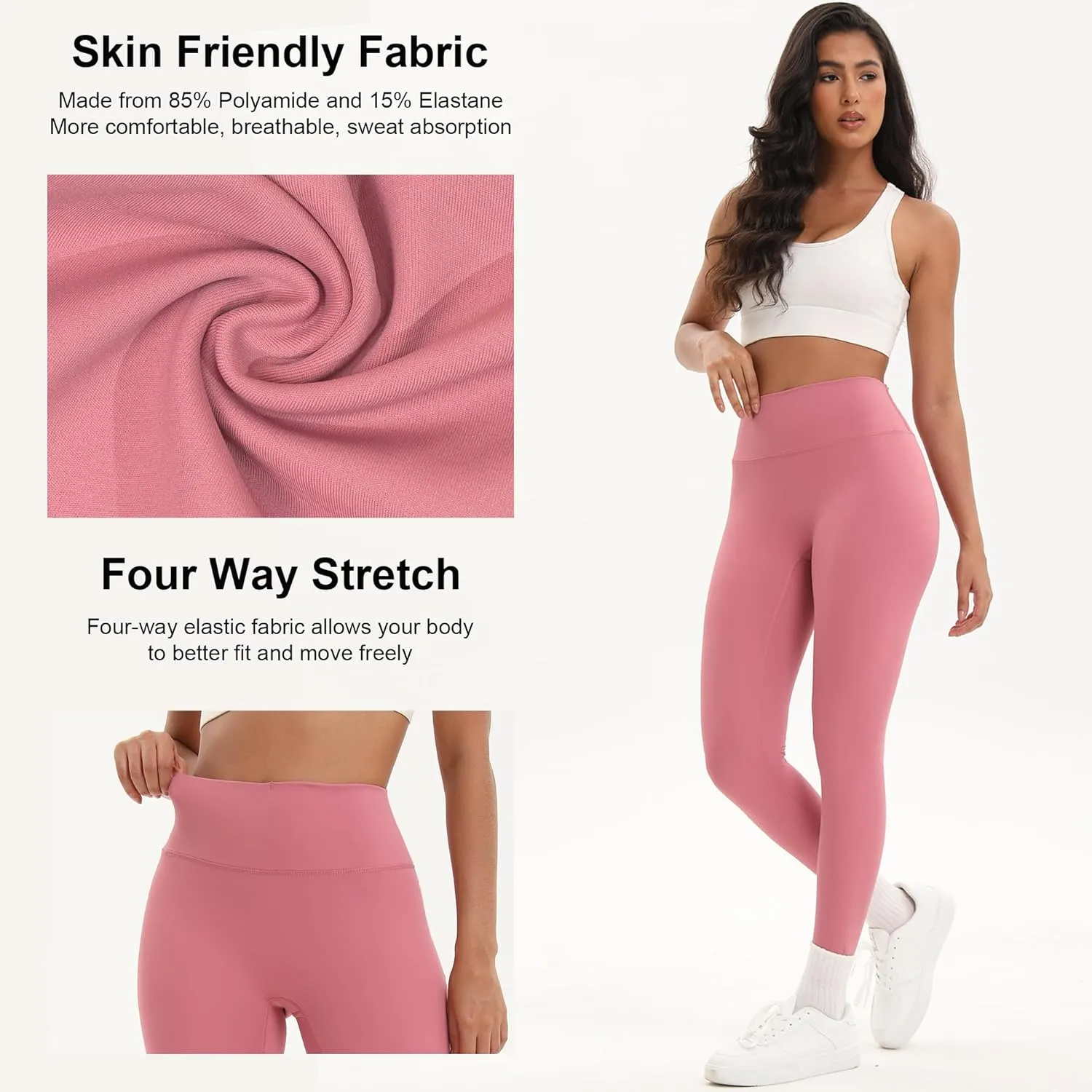 2 Pack High Waisted Leggings for Women-Soft Athletic Tummy Control Pants for Running Yoga Workout