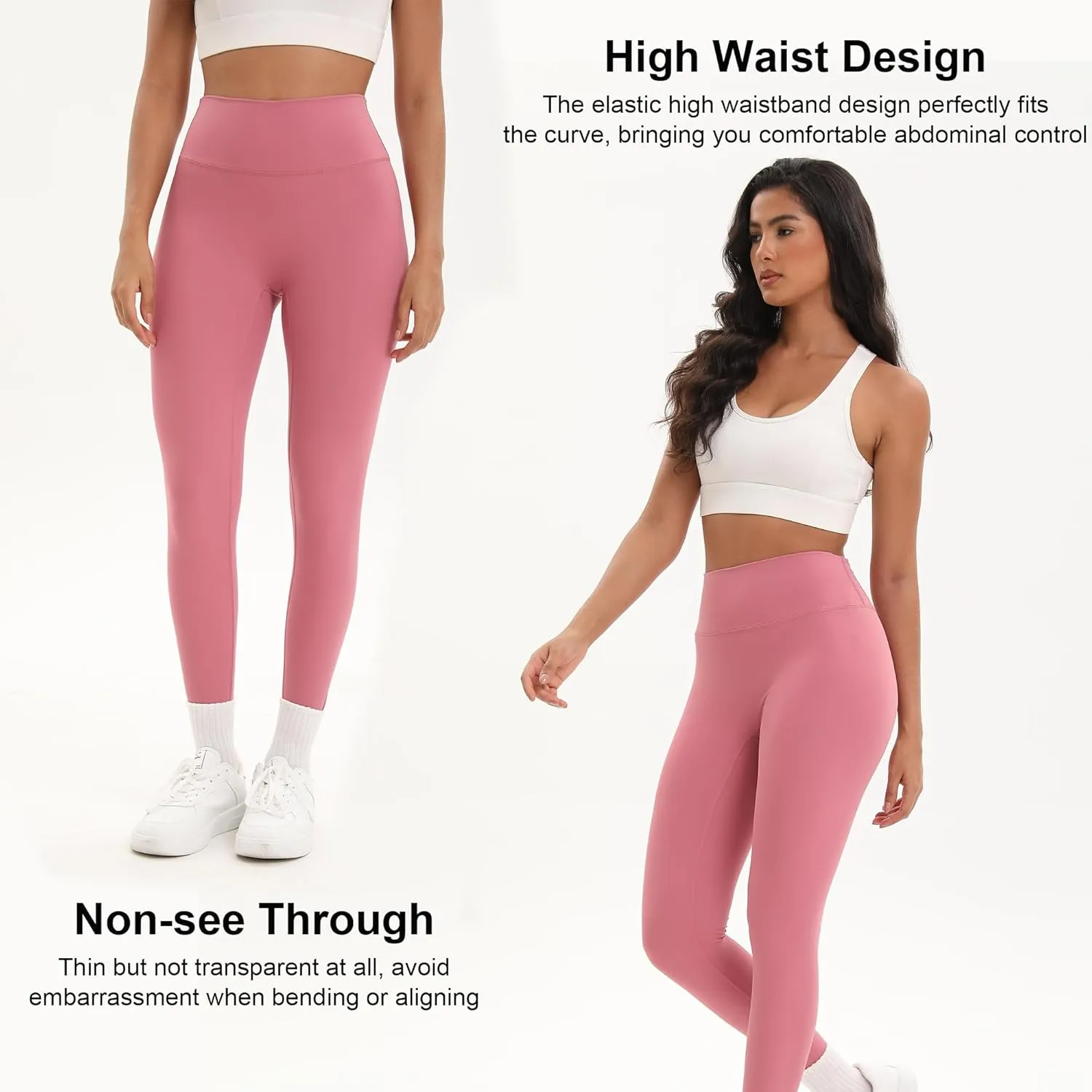 2 Pack High Waisted Leggings for Women-Soft Athletic Tummy Control Pants for Running Yoga Workout
