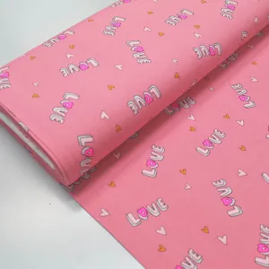 50CM REMNANT Pink Cotton Elastane Jersey - Love