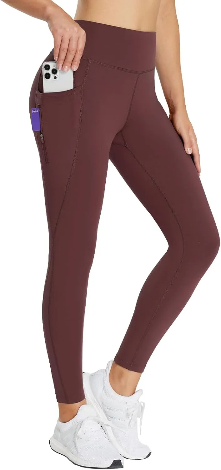 baleaf 25''/30'' Women's Fleece Lined Leggings Water Resistant High Waist Winter Running Hiking Pants Zipper Pockets