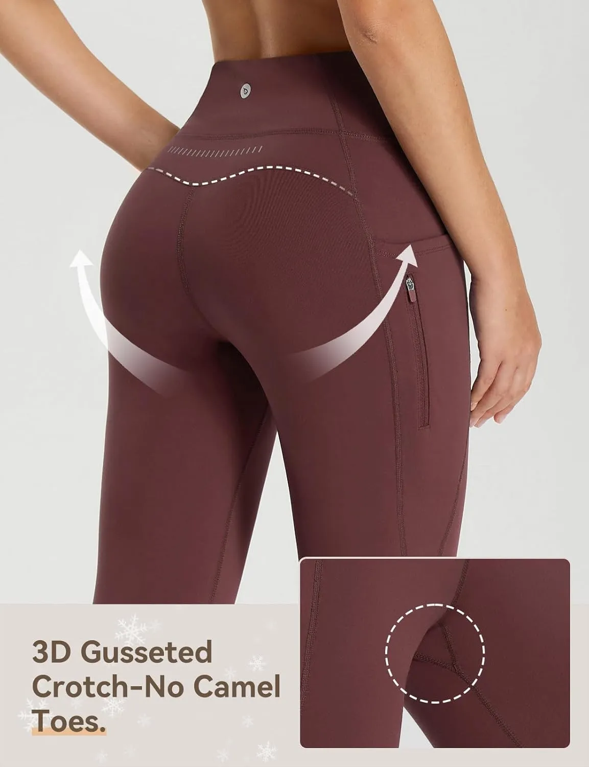 baleaf 25''/30'' Women's Fleece Lined Leggings Water Resistant High Waist Winter Running Hiking Pants Zipper Pockets