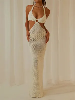 Beach Party Maxi Dress for Women with Hollow Out Design