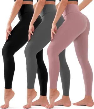 BLUEENJOY 3 Pack Leggings for Women - High Waisted Full Length Buttery Soft Yoga Pants for Workout Athletic Daily