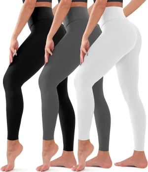 BLUEENJOY 3 Pack Leggings for Women - High Waisted Full Length Buttery Soft Yoga Pants for Workout Athletic Daily