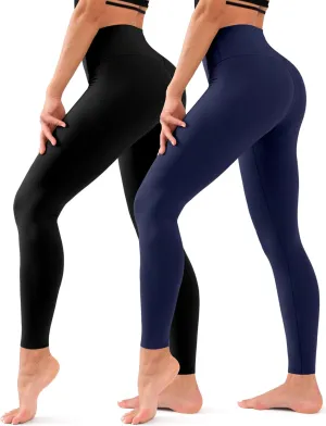 COOLOVER 2 Pack Leggings for Women - High Waisted Full Length Buttery Soft Yoga Pants for Workout Athletic Daily