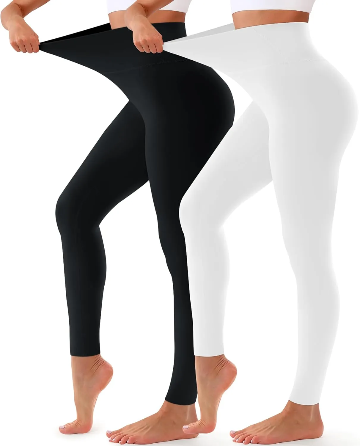 COOLOVER 2 Pack Leggings for Women - High Waisted Full Length Buttery Soft Yoga Pants for Workout Athletic Daily
