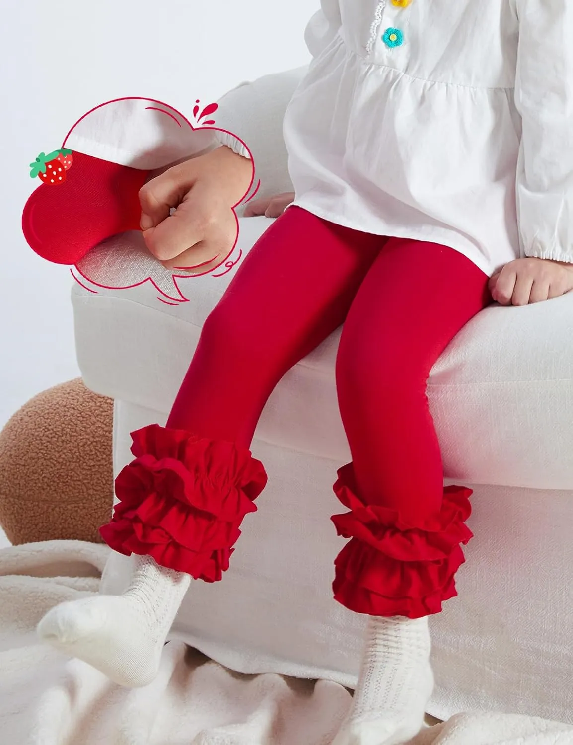 DIPUG Toddler Leggings Cute Baby Pants Girls Legging Colorfu with Ruffle Trim for Little Child Kids