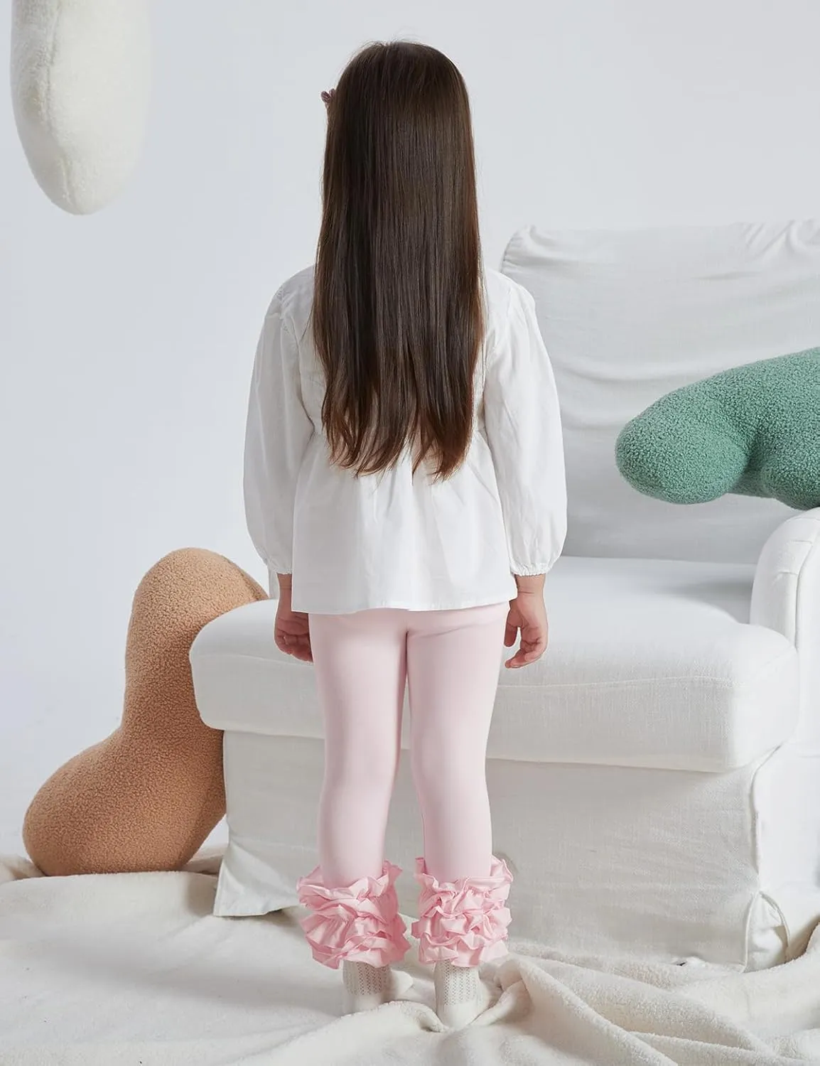 DIPUG Toddler Leggings Cute Baby Pants Girls Legging Colorfu with Ruffle Trim for Little Child Kids