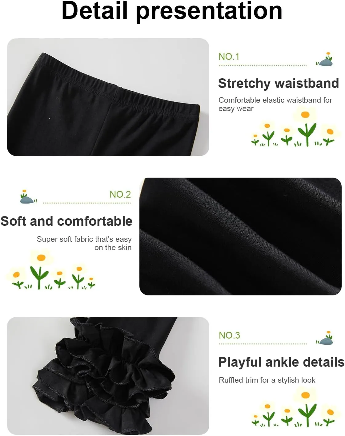 DIPUG Toddler Leggings Cute Baby Pants Girls Legging Colorfu with Ruffle Trim for Little Child Kids