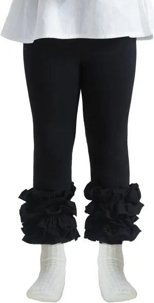 DIPUG Toddler Leggings Cute Baby Pants Girls Legging Colorfu with Ruffle Trim for Little Child Kids