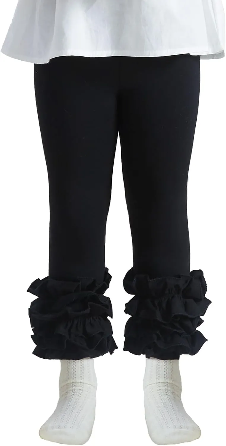 DIPUG Toddler Leggings Cute Baby Pants Girls Legging Colorfu with Ruffle Trim for Little Child Kids