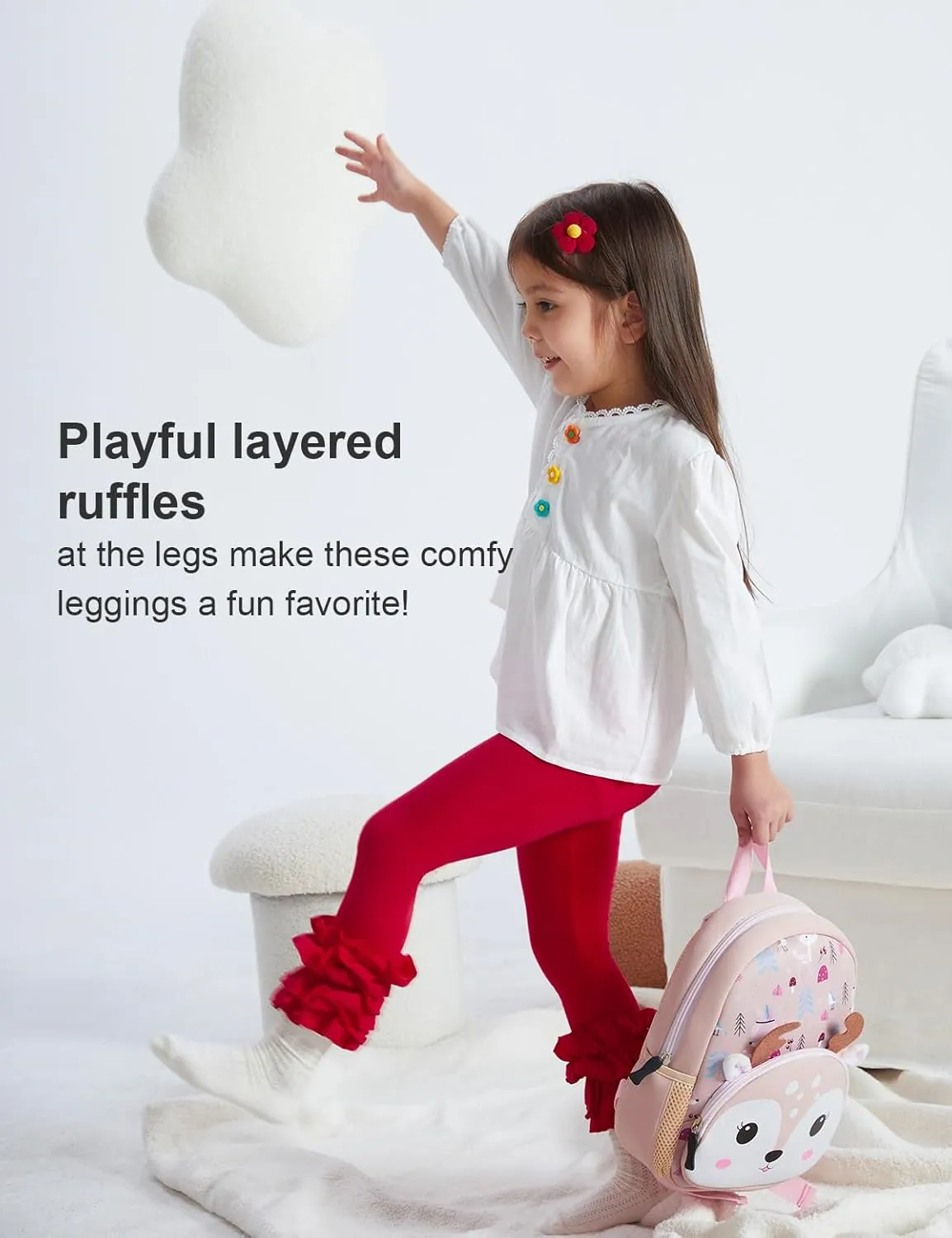 DIPUG Toddler Leggings Cute Baby Pants Girls Legging Colorfu with Ruffle Trim for Little Child Kids
