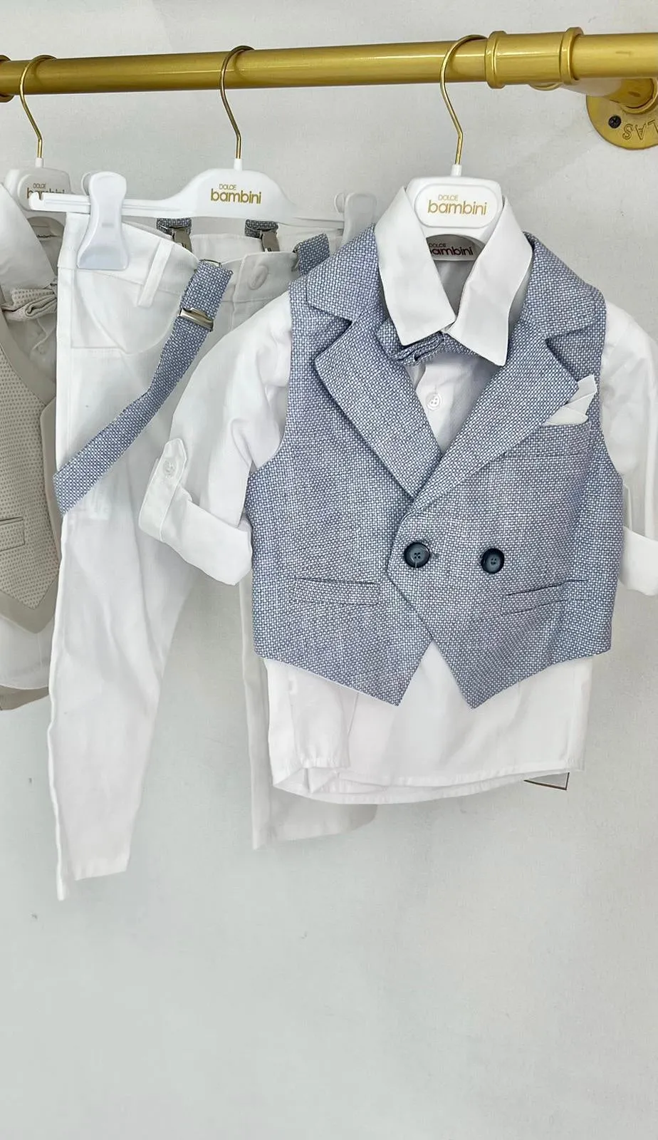 Dolce Bambini - 3 Piece Blue/White Suit