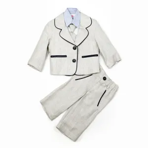 Dolce Bambini - Baby Boy 3 Piece Grey Marle Linen Suit