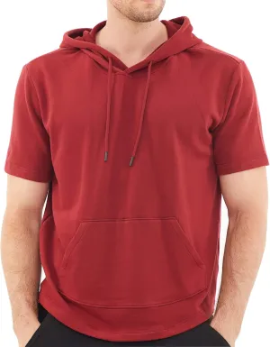 DubinikShort Sleeve Hoodie Lightweight Soft Cotton Moisture Wicking Kangaroo Pocket Short Sleeve Hoodie For Men