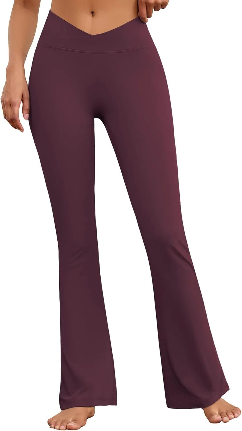 Flare Wide Leg Yoga Pants Bootcut Bell Bottom Crossover Tummy Control Leggings Workout High Waist Tights for Women