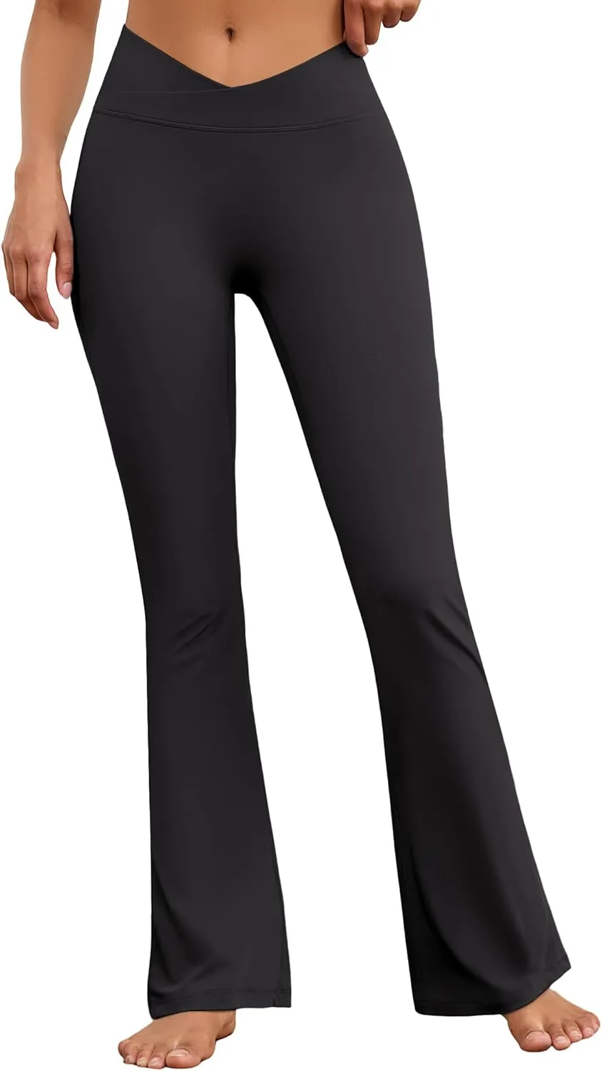 Flare Wide Leg Yoga Pants Bootcut Bell Bottom Crossover Tummy Control Leggings Workout High Waist Tights for Women