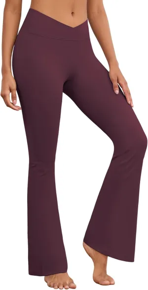 Flare Wide Leg Yoga Pants Bootcut Bell Bottom Crossover Tummy Control Leggings Workout High Waist Tights for Women