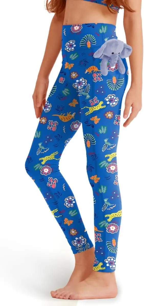 Girls' Black Athletic Leggings with Pockets, White Ankle Length Yoga Pants for Kids