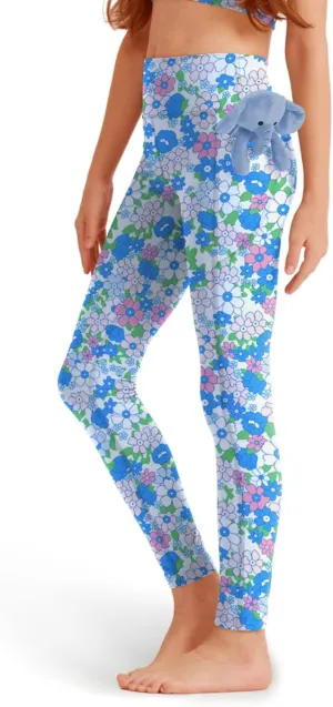 Girls' Black Athletic Leggings with Pockets, White Ankle Length Yoga Pants for Kids