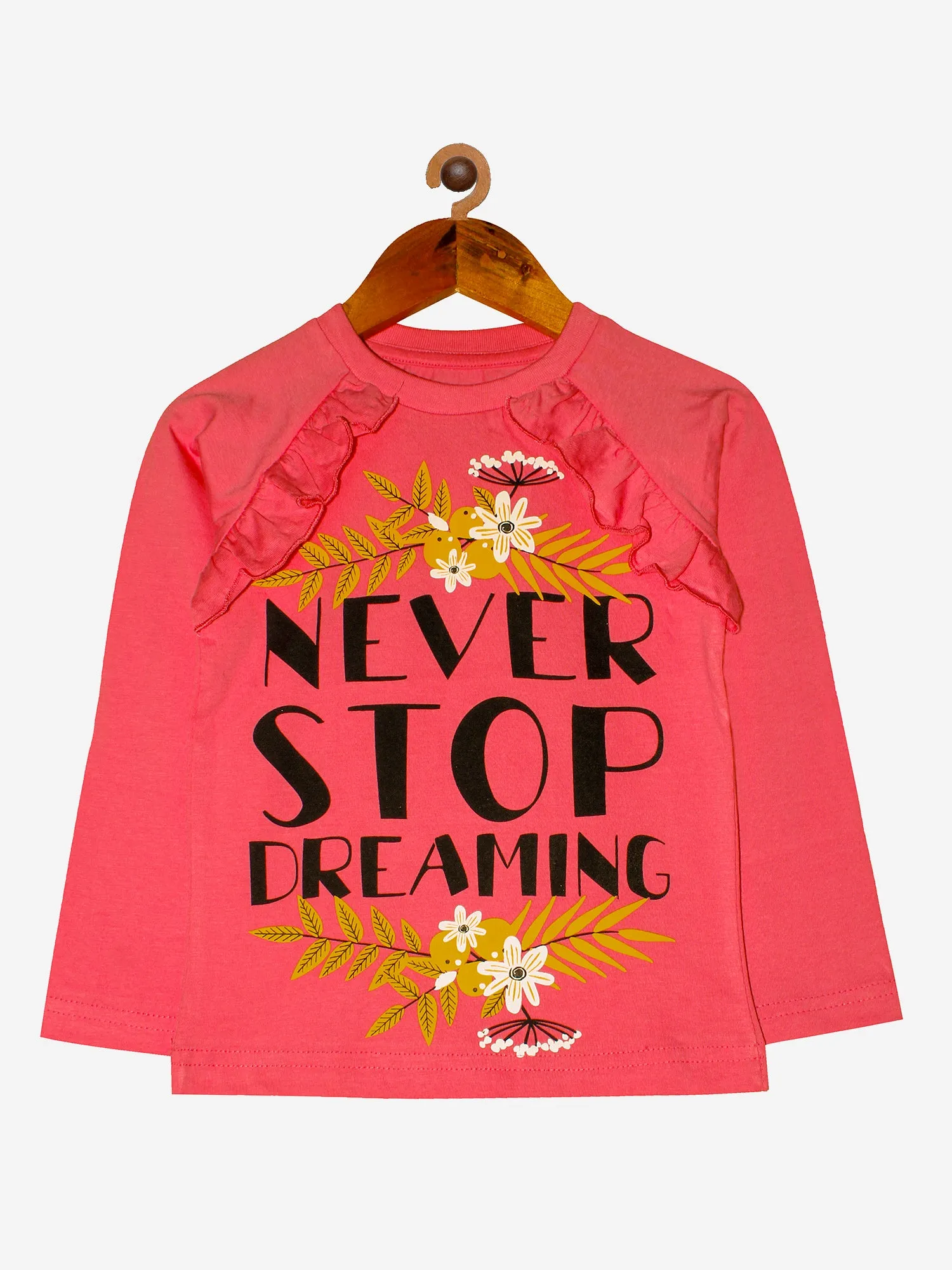 Girls Cotton Full Sleeves T-shirt with Printed Leggings Set