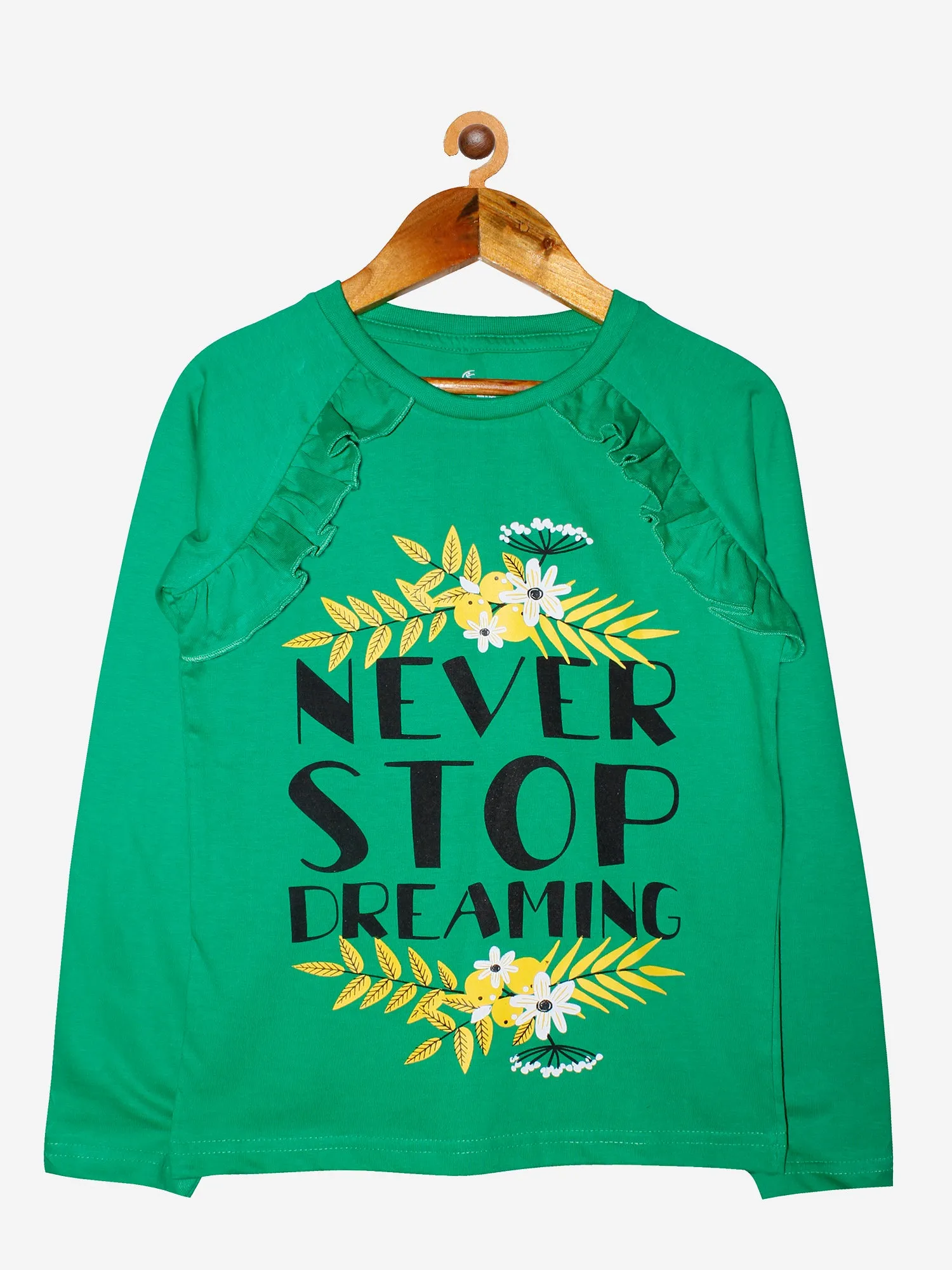 Girls Cotton Full Sleeves T-shirt with Printed Leggings Set