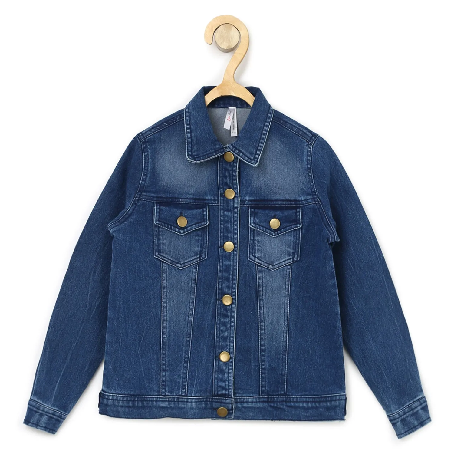 Girl's Side Tape Denim Jacket - StyleStone Kid