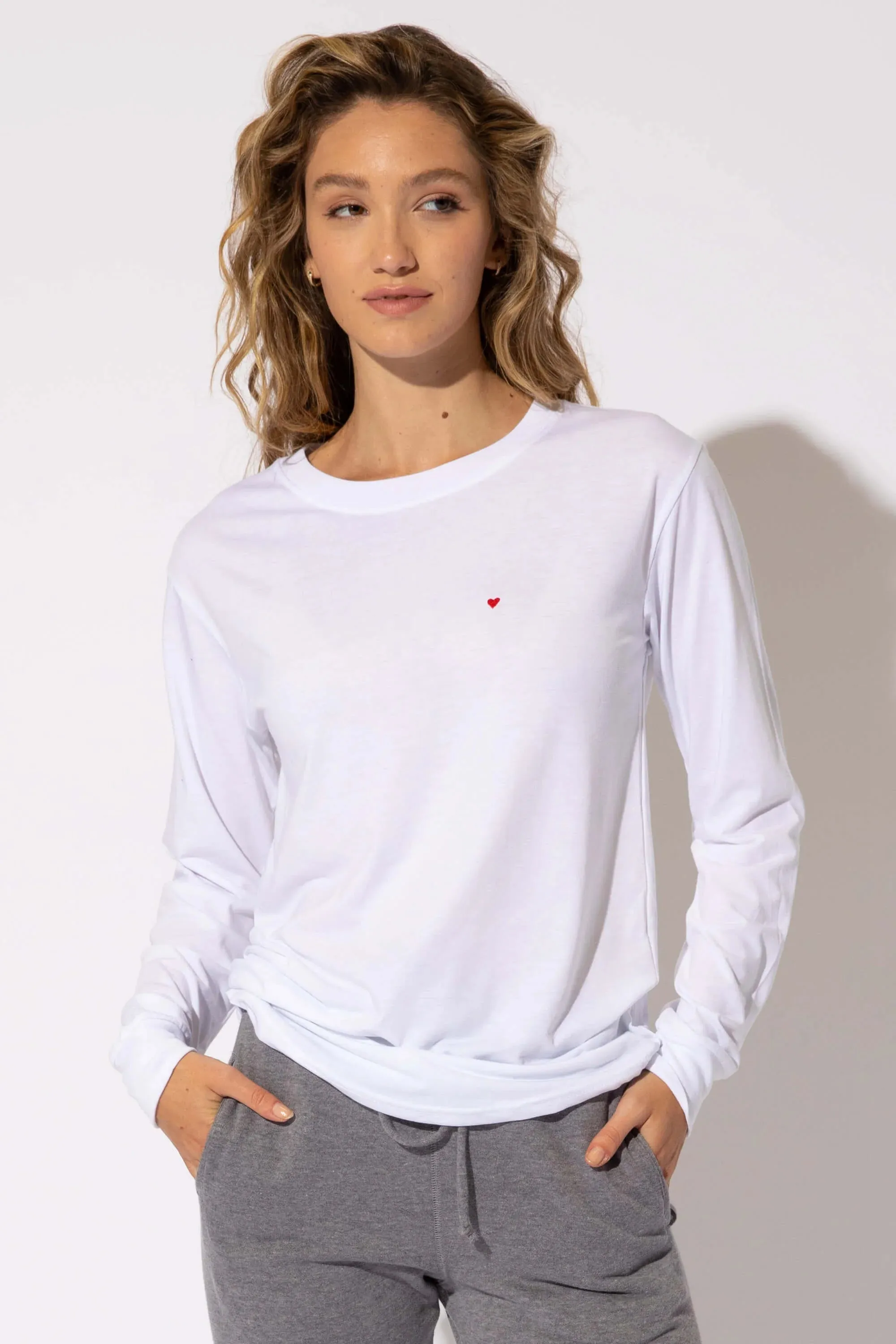 Heart Emb Classic L/S Tee