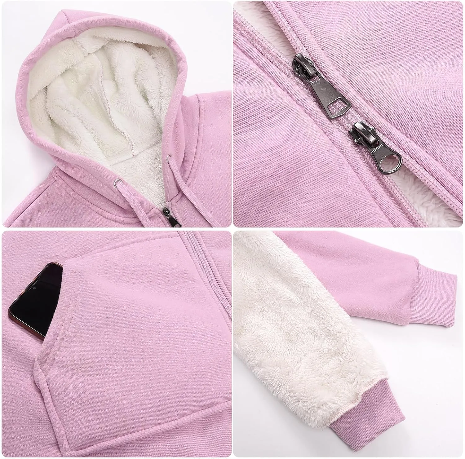 HEEKPEK Women's Long Hoodies Tunic Winter Fleece Jackets Casual Zip up Hoodies Soft Sherpa Sweatshirts Warm Long Coats