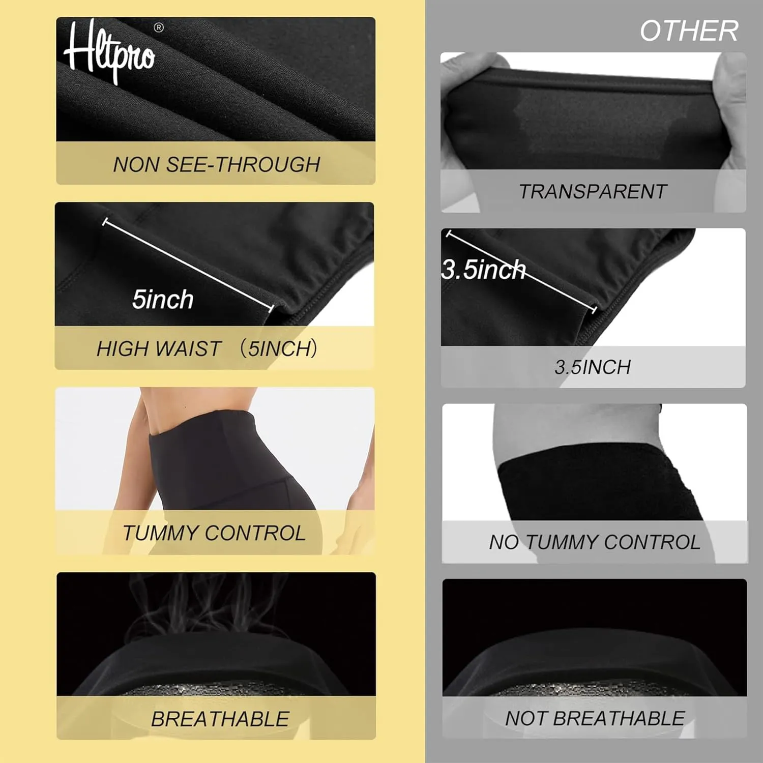 HLTPRO Leggings with Pockets for Women(Reg & Plus Size) - High Waist Tummy Control Yoga Capri Pants with Pockets for Workout