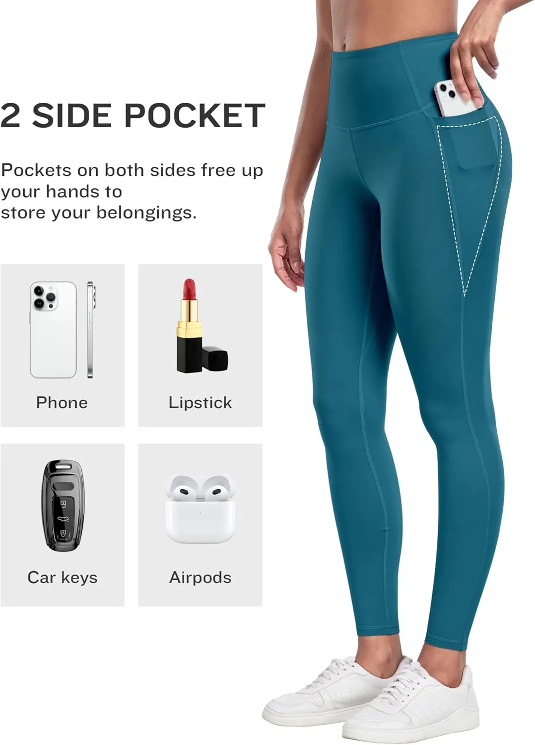 LZYVOO Leggings with Pockets for Women, 6 Packs Soft High Waisted Tummy Control Workout Yoga Pants