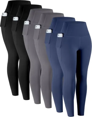 LZYVOO Leggings with Pockets for Women, 6 Packs Soft High Waisted Tummy Control Workout Yoga Pants