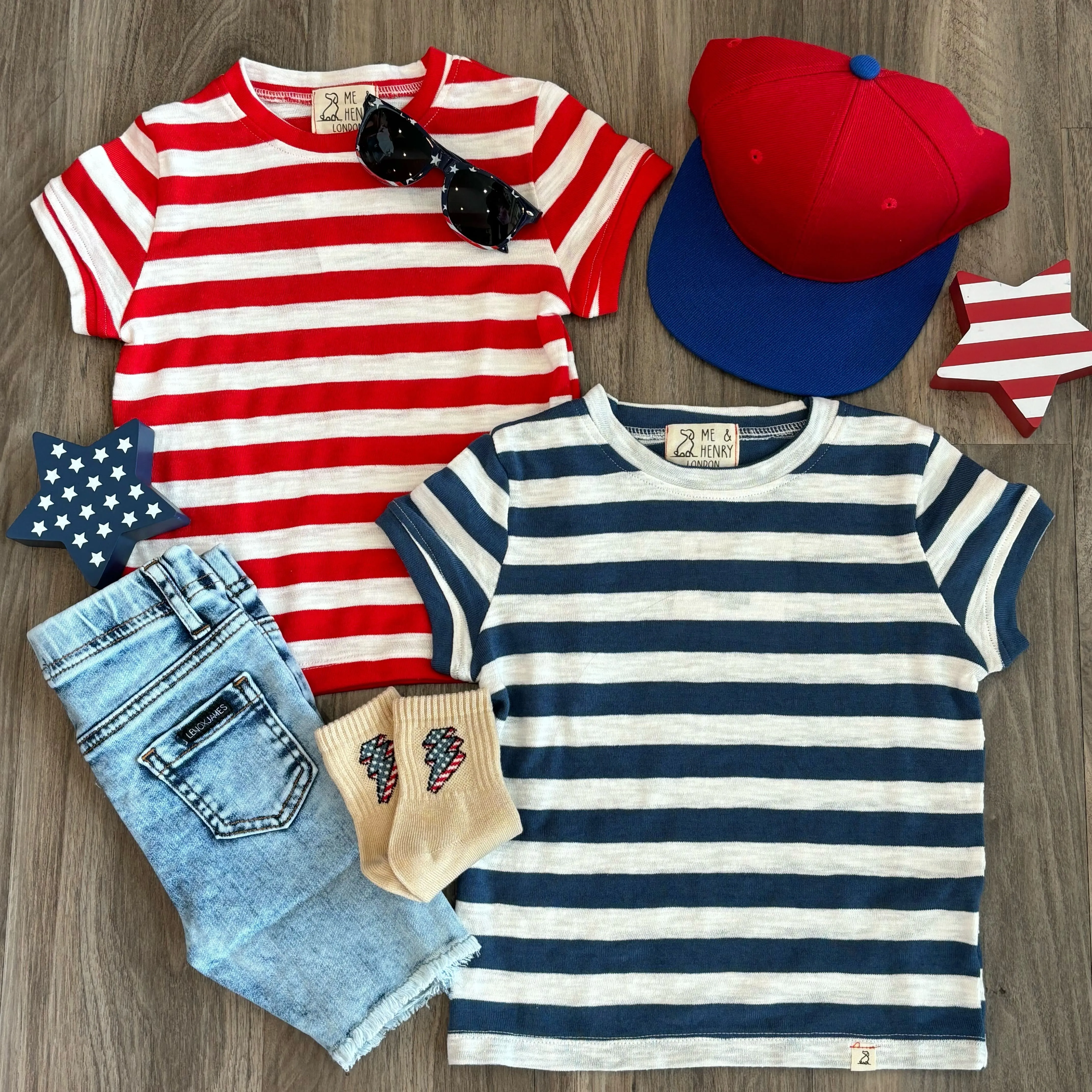 Me & Henry - Striped Slub Tee in Navy/White
