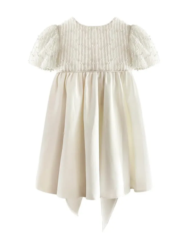 Mimi Miya Anja Girl's Christening Pearl and Mikado Dress