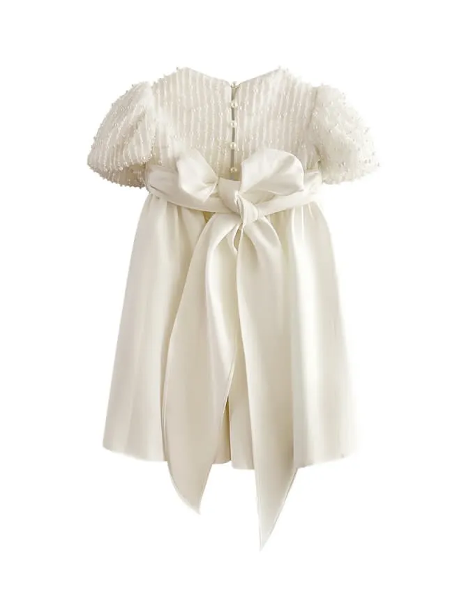Mimi Miya Anja Girl's Christening Pearl and Mikado Dress