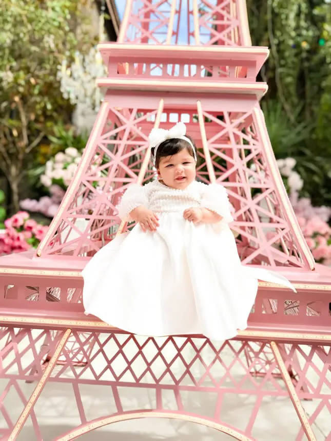 Mimi Miya Anja Girl's Christening Pearl and Mikado Dress