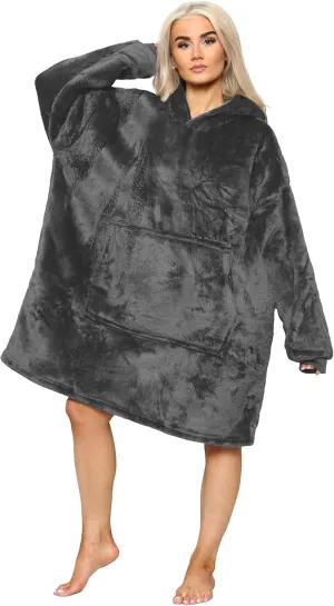 MS9 Women's Oversized Wearable Blanket Fleece Hoodie Sherpa Soft and Warm Lining