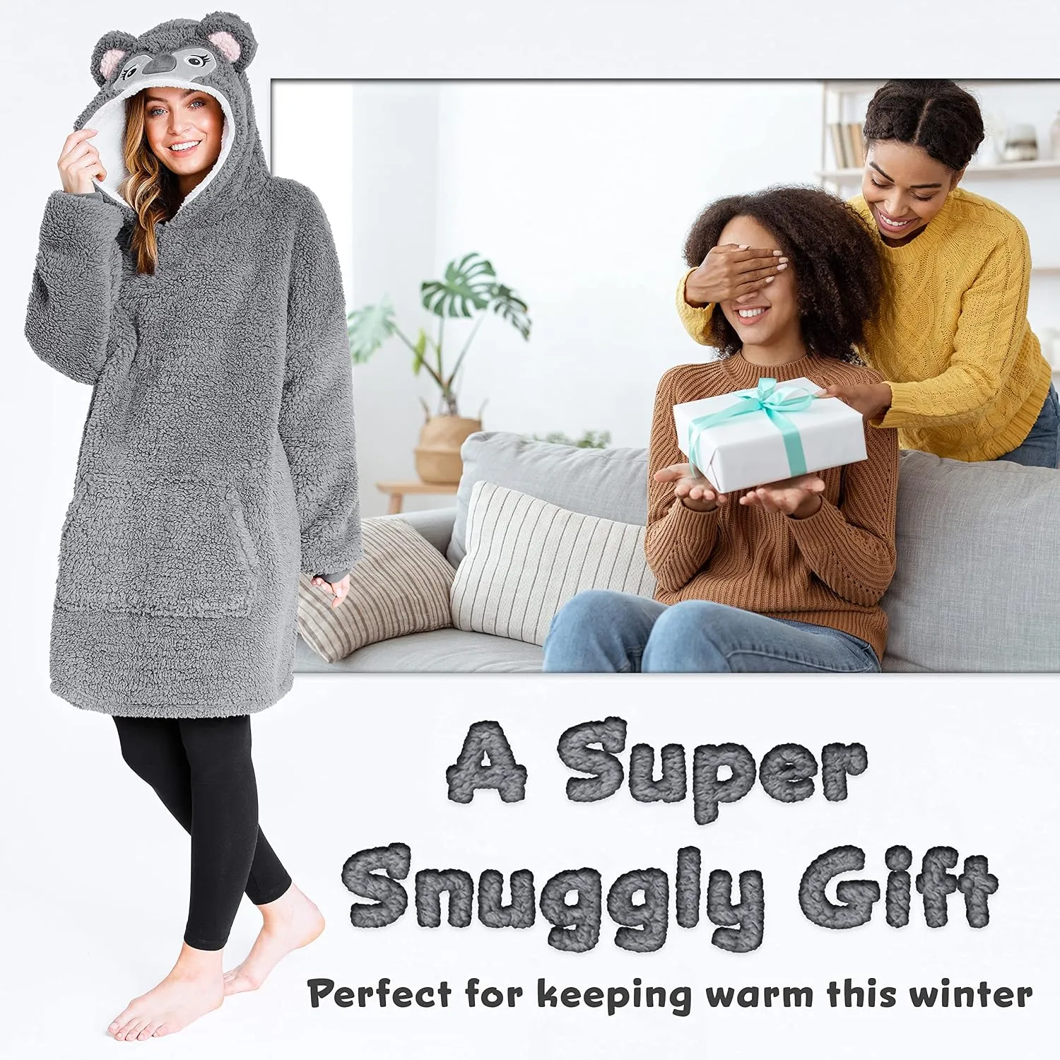 Oversized Hoodie for Women Men and Teenagers Fleece Hoodie with Sleeves Soft Warm Hoodie Women and Mens Gifts