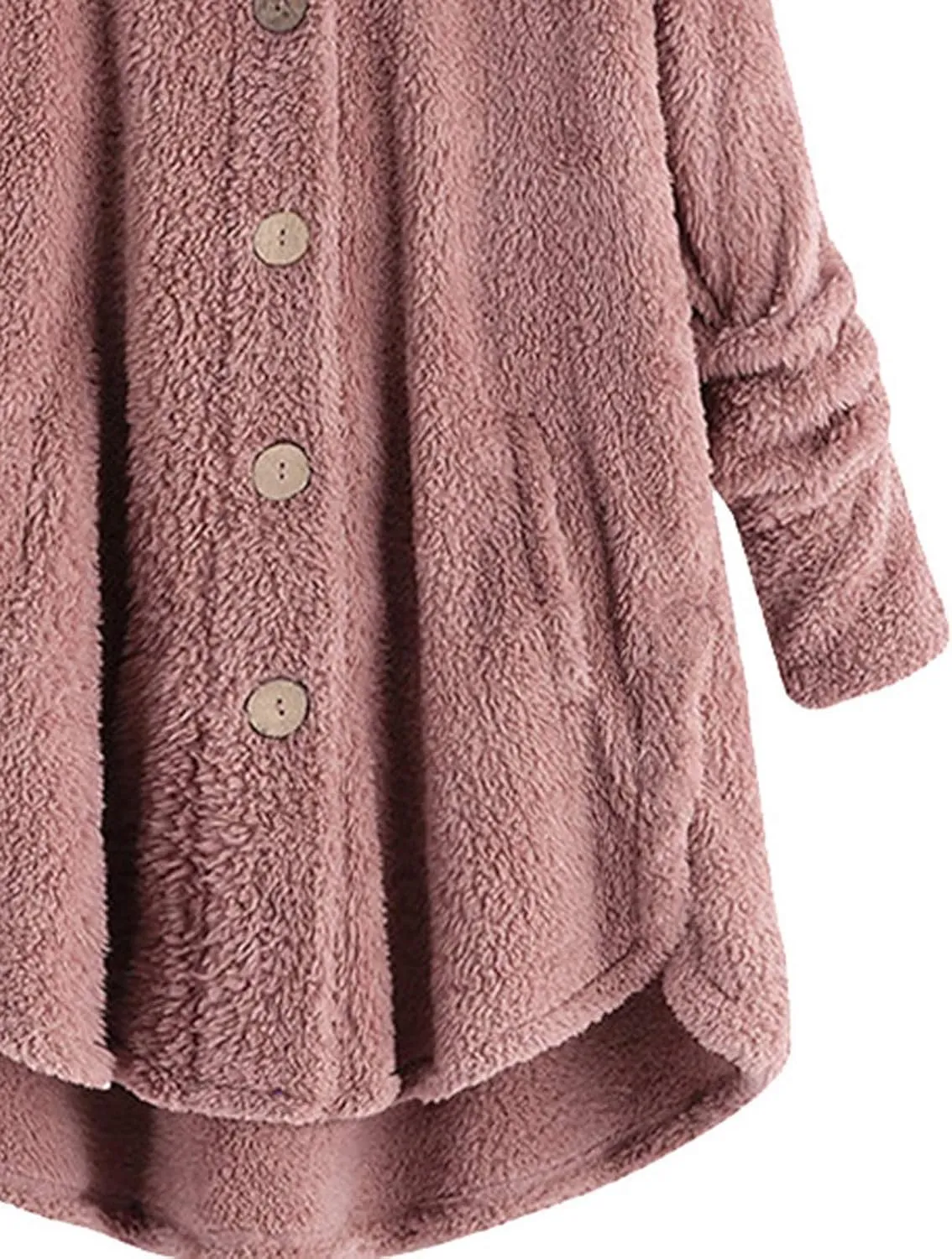 Oversized Sherpa Sweatshirt Fuzzy Fleece Soft Warm Pullover Sweater Button Hoodie Pocket Plush Coat