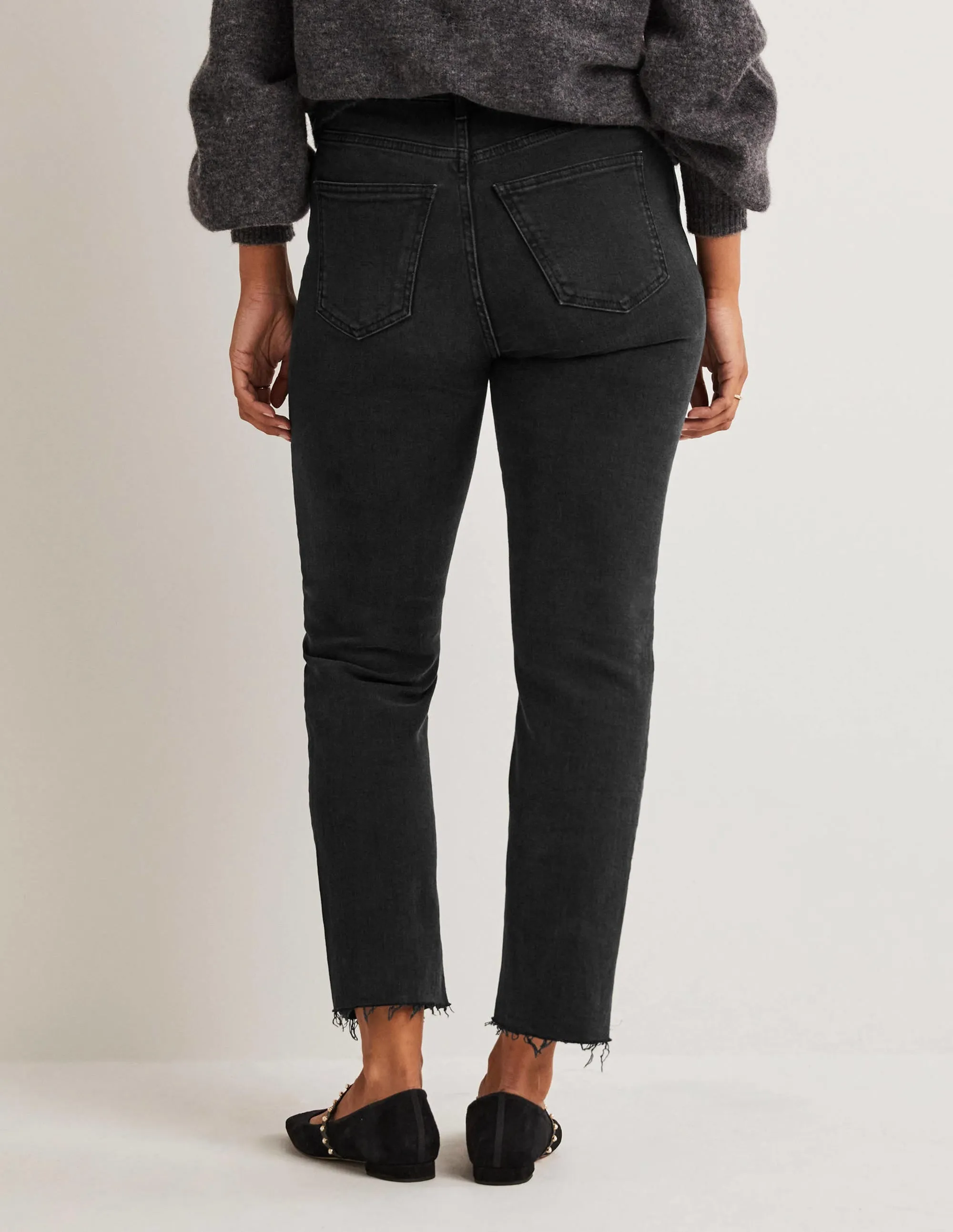 Relaxed Straight Jeans-Washed Black