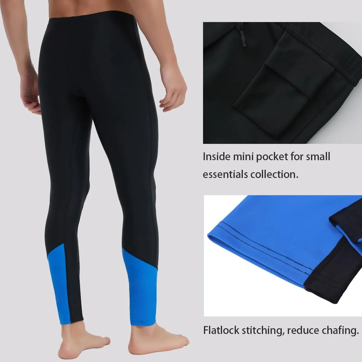 Ubestyle UPF 50  Men's Active Surfing Water Leggings Swim Pants Swim Tights Beach Pants Sun Protective