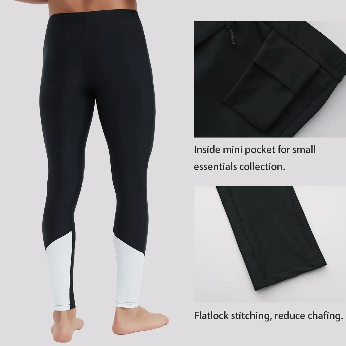 Ubestyle UPF 50  Men's Active Surfing Water Leggings Swim Pants Swim Tights Beach Pants Sun Protective