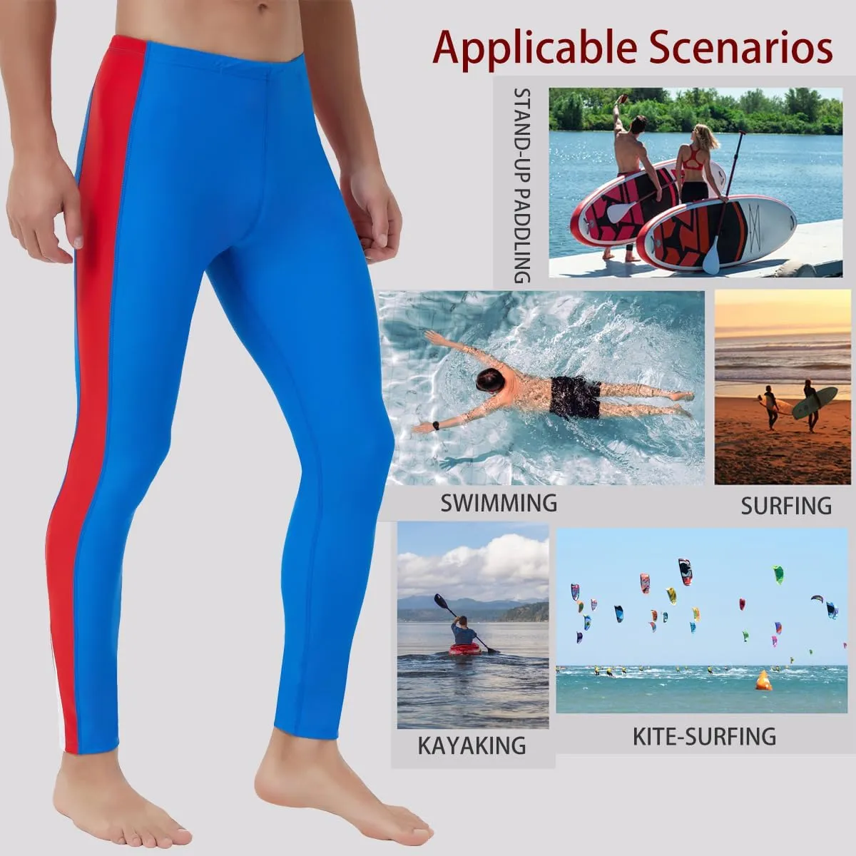 Ubestyle UPF 50  Men's Active Surfing Water Leggings Swim Pants Swim Tights Beach Pants Sun Protective
