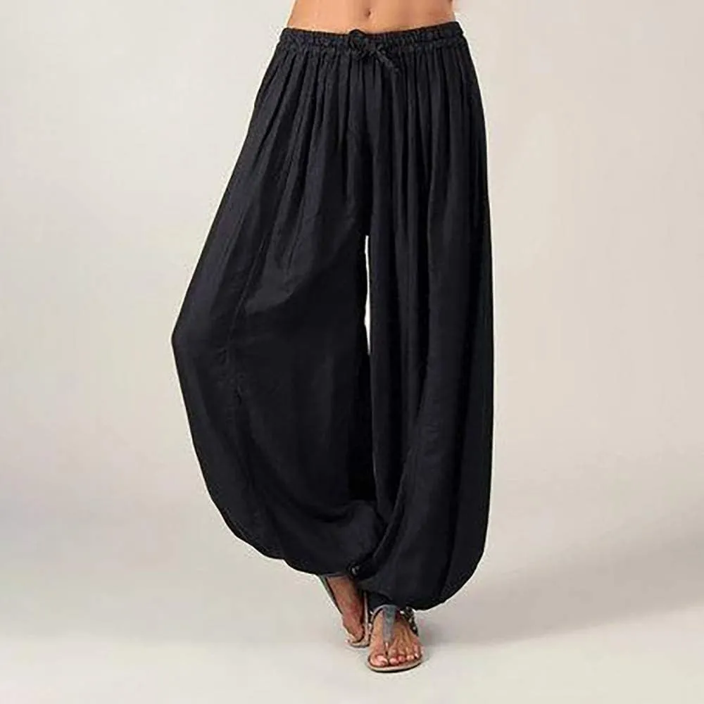 Wide Leg Pants for Women Winter Button Sports Pants with Pockets Barrel Pants Elastic Waist