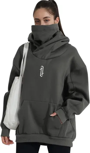 Womens Fleece Hoodie with Scarf Soft Cotton Oversized Pullover Casual Hooded Sweatshirts Fall Winter Clothes