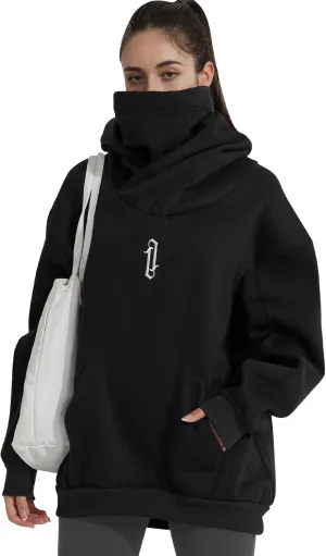 Womens Fleece Hoodie with Scarf Soft Cotton Oversized Pullover Casual Hooded Sweatshirts Fall Winter Clothes