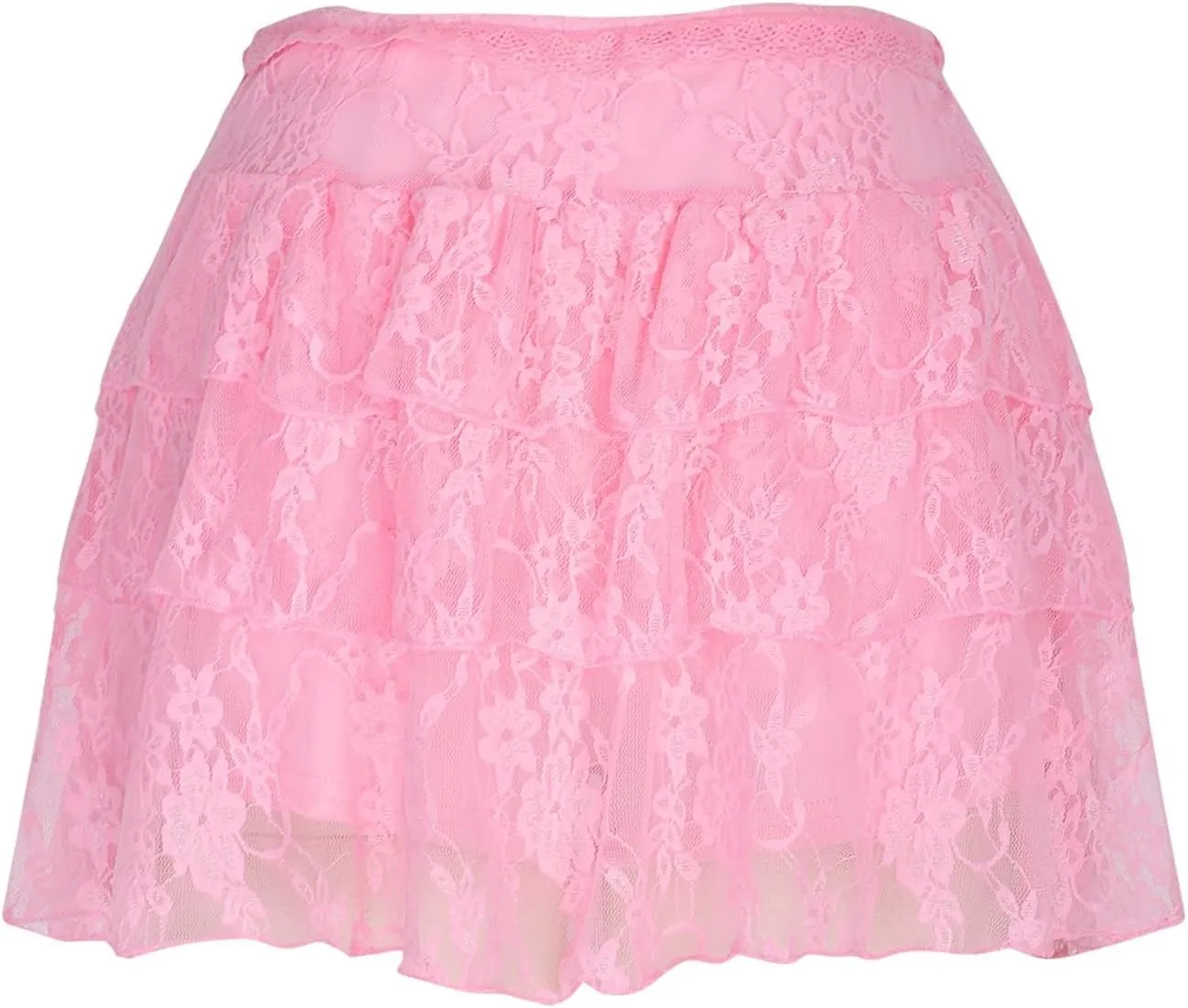 Women's Mesh Tiered Layer Ruched Y2K Skirts Ruffle Hem A Line Coquette Low Waist Skirt Cute Short Skirts Streetwear