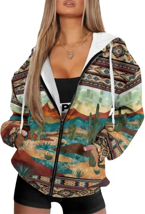 Xoenoiee Women Oversized Hoodies Full Zip Sweatshirts Soft Hooded Jacket with Pocket Fall Winter Long Sleeve Y2K Hoodie
