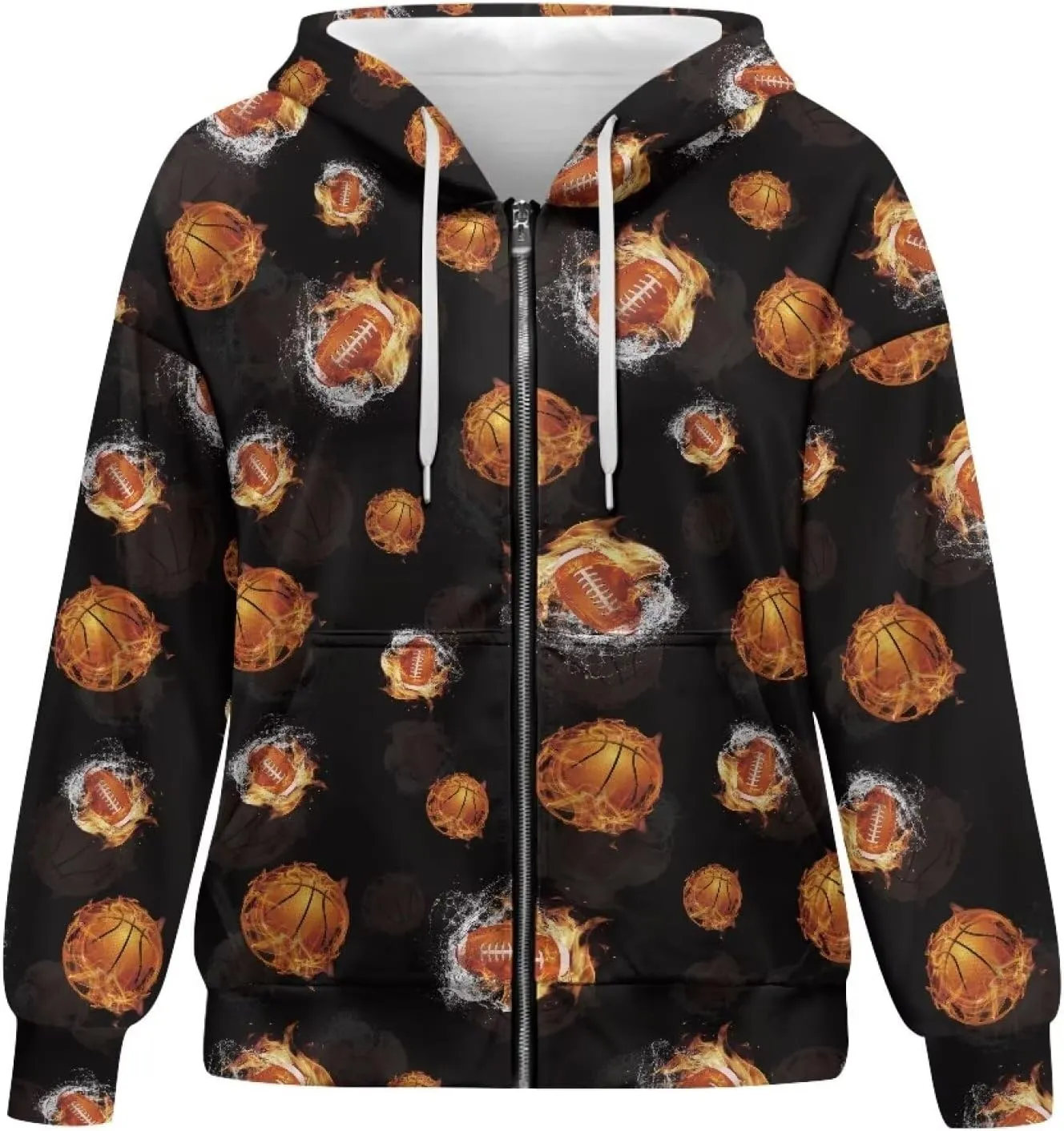 Xoenoiee Women Oversized Hoodies Full Zip Sweatshirts Soft Hooded Jacket with Pocket Fall Winter Long Sleeve Y2K Hoodie